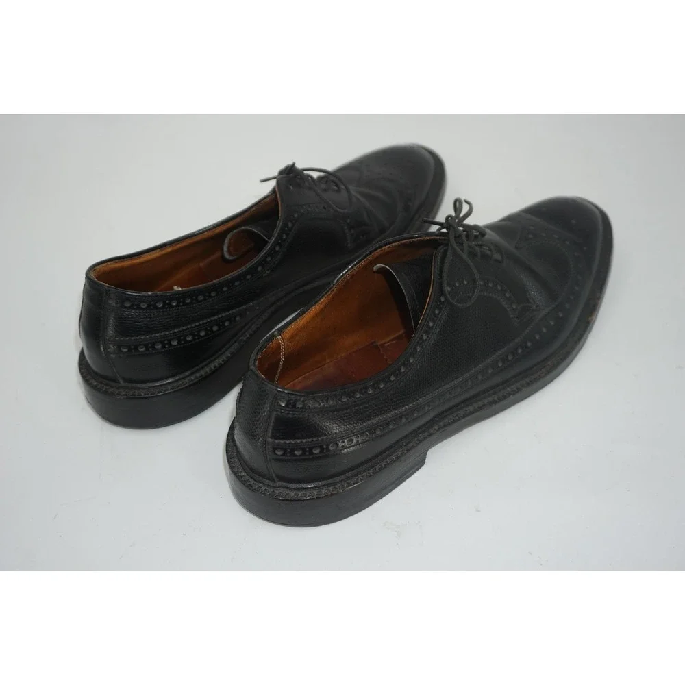 GH Bass Monograms Shoes Black Leather Wingtip Brogue‎ Oxford Men's Size 12A